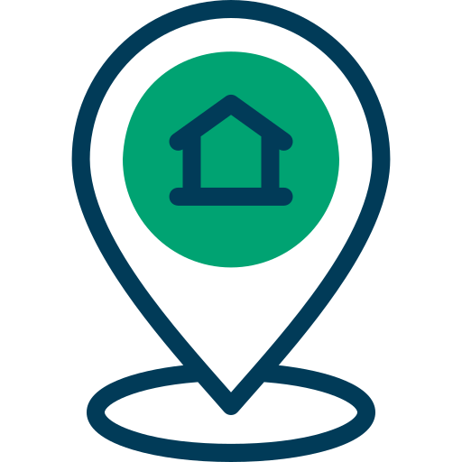 Blue home location pin icon